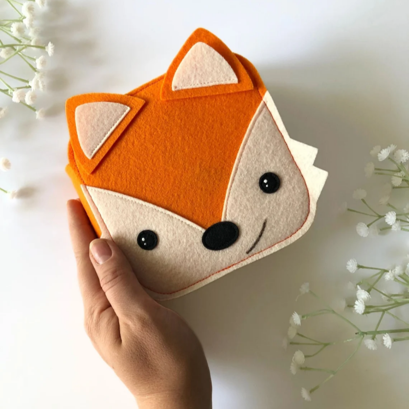 Baby’s first Montessori Sensory book board cute fox Mini quiet book for baby 6 months