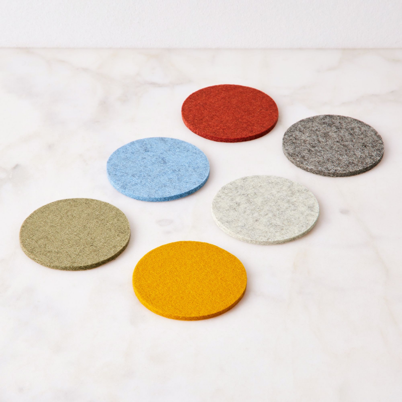 Customized Felt Coasters Set of 6 water absorbent heat-resistant felt placemat coaster table mat