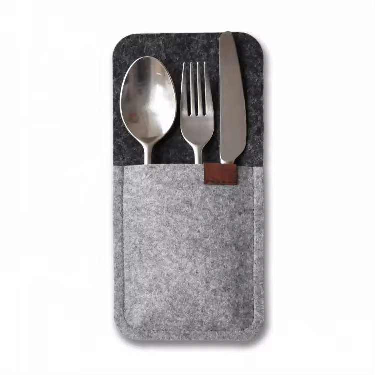 I-Tableware 4-Pack Felt Cutlery Bag Holder ye-Spoon Knife Fork