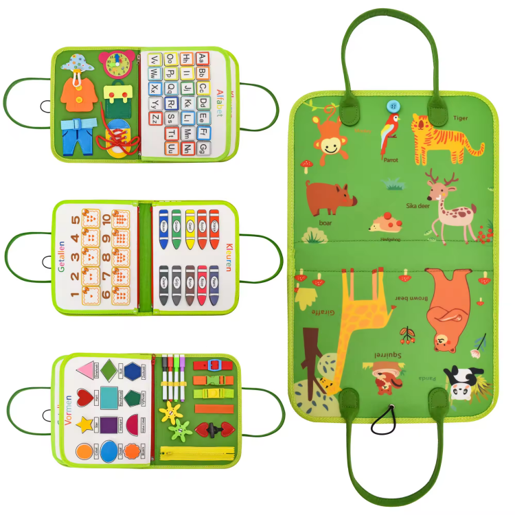 Montessori tidligt pædagogisk legetøj Sensorisk læringstavle Babyaktivitet Filt bærbart travlt bord