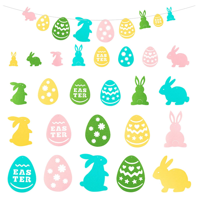 Customized 25pcs Easter Felt Pendant Egg Bunny Easter Hanging Dekorasyon