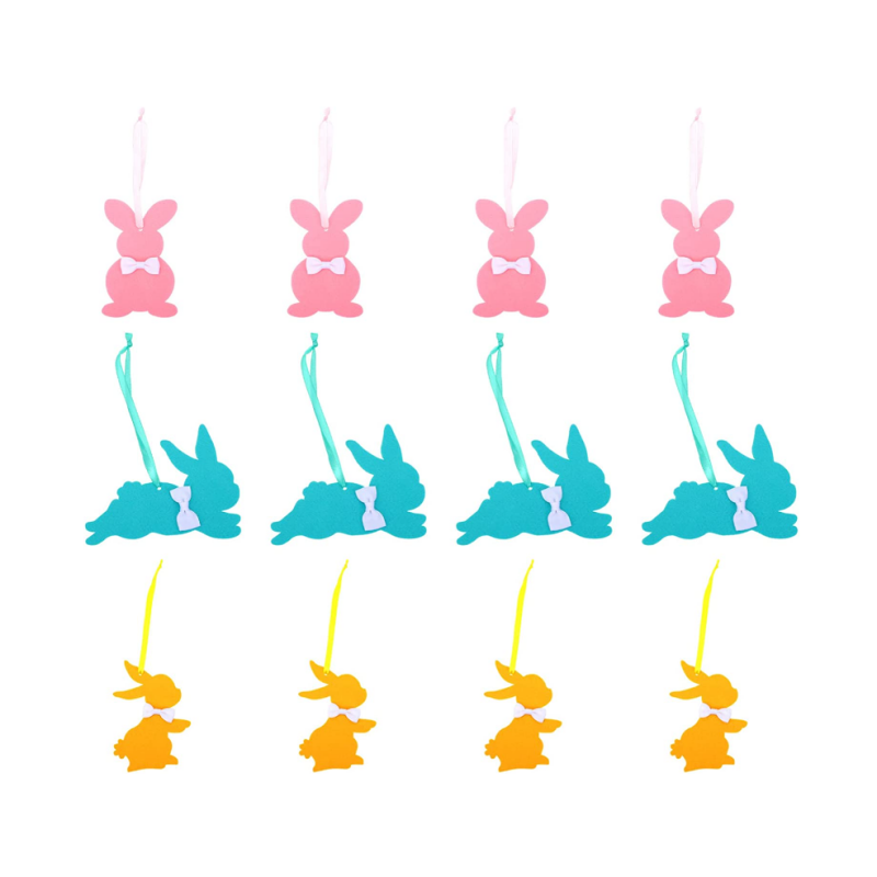 Hiasan Gantung Easter Felt Bunny Tanda Sepanduk Hiasan Pokok Arnab Berwarna-warni