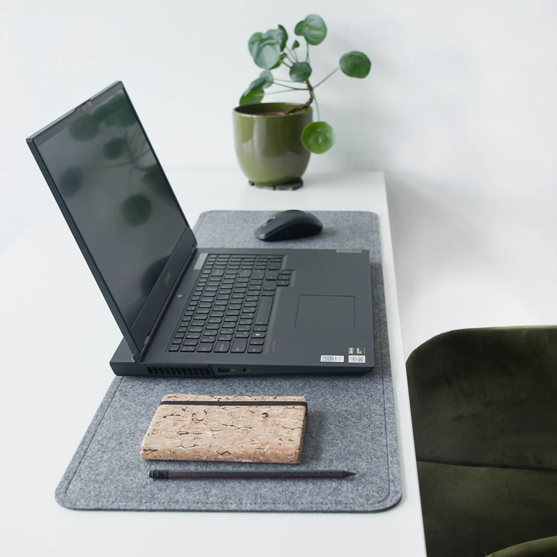 Oatmeal Color Laptop Desk Mat / Felt Mouse Pad / Home office