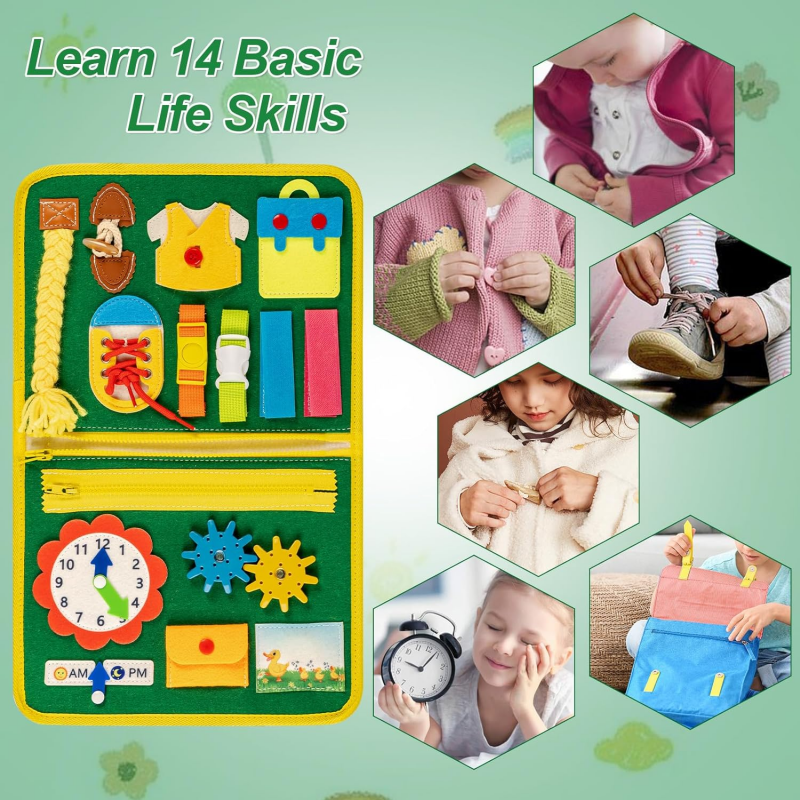 Busy Board Montessori Toys Gifts foar 3+ jonges Famkes Baby Pjutteboartersplak Learaktiviteiten Sensory Toys foar pjutten