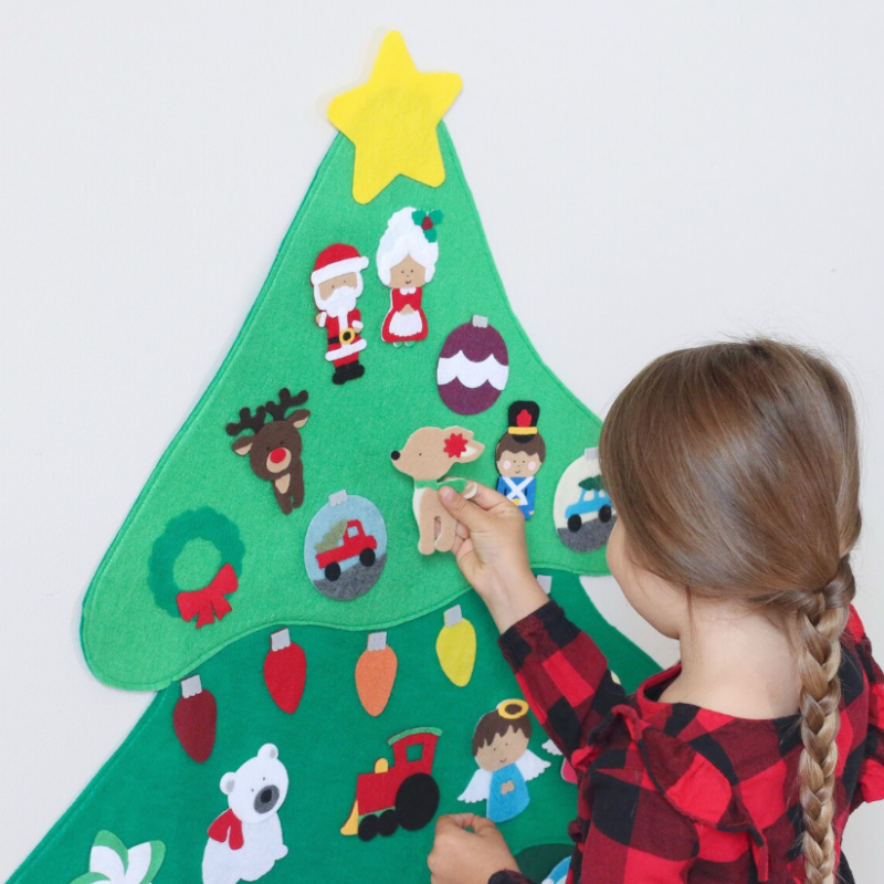 Kids Wall Hanging Dekorasyon Xmas DIY Felt Christmas Tree Set gibati christmas tree advent calendar
