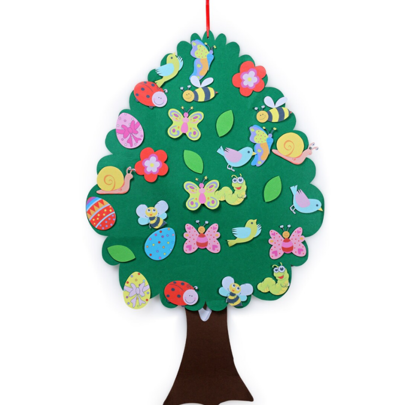 Tree Felt Board alang sa Toddles Kids Toy, Montessori Learning, Wall Hanging Storyboard