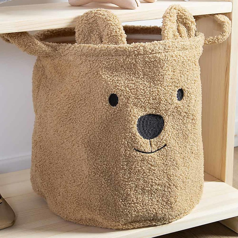 Teddy Beige Foldable Kids Baby Cloth Storage Basket Box pet toy storage box and dog toy storage basket