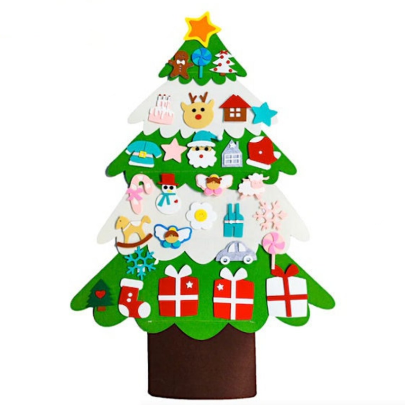DIY Božićno drvce od filca za djecu Božićna igračka od filca za malu djecu s užetanim svjetlima Kreativni božićni dar
