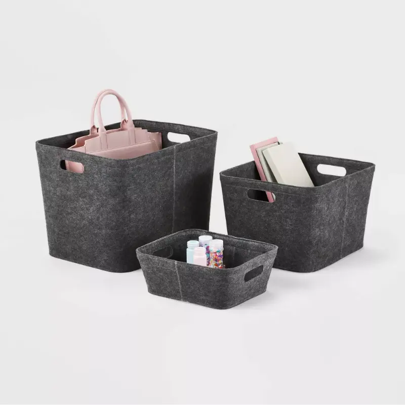 Mangitngit nga Gray nga Hagdan nga Simplicity Storage Basket