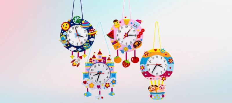 Montessori Toys Felt Children Craft DIY Handmade Teaching Alarm Clocks for Kids