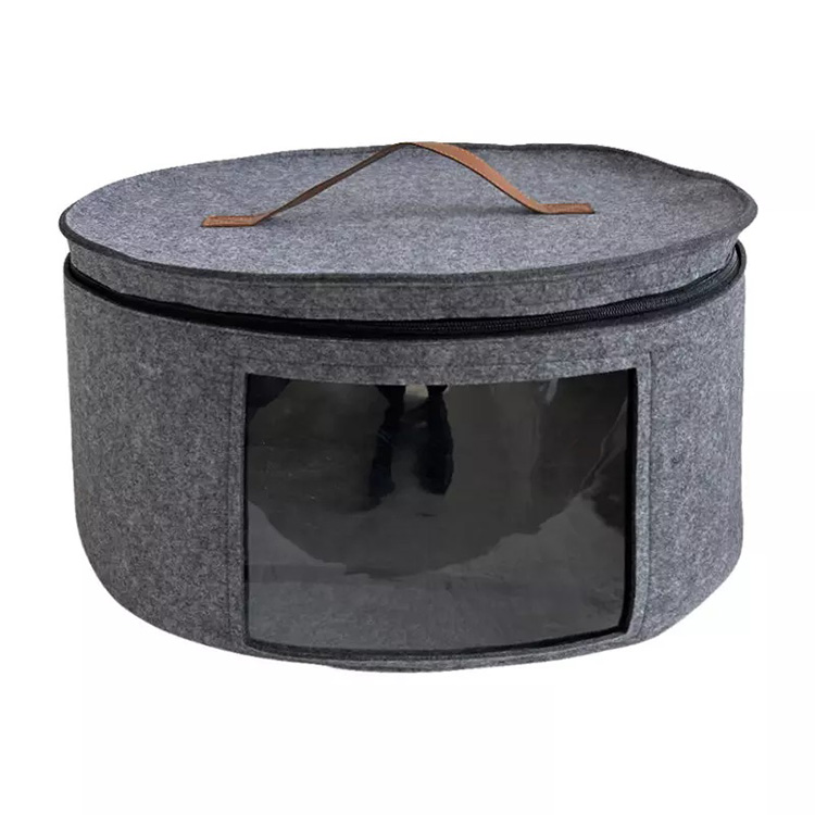 Round Hat Felt Storage Barrel With Cover Laundry Clothes Basket Box