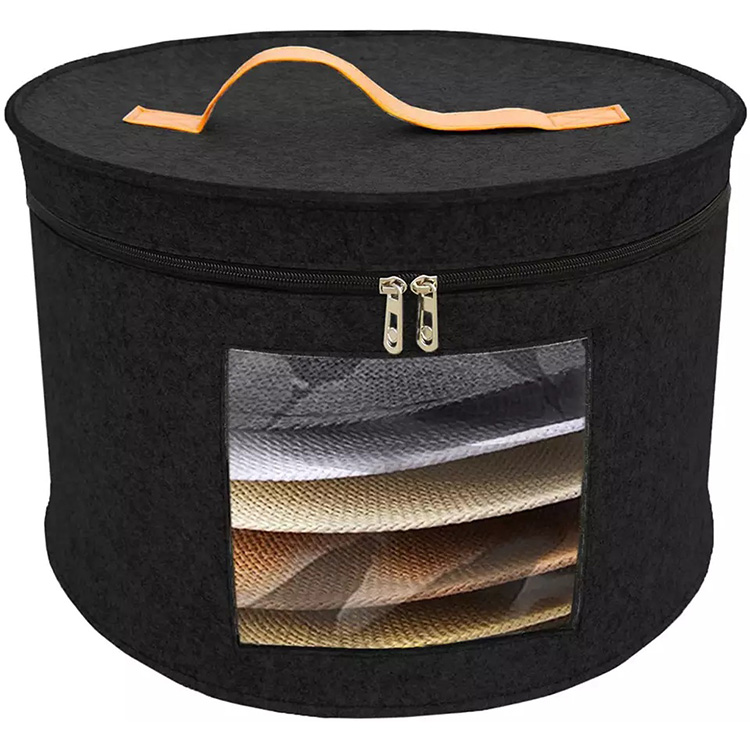 Sturdy Durable Felt Hat storage basket organizer box with transparent