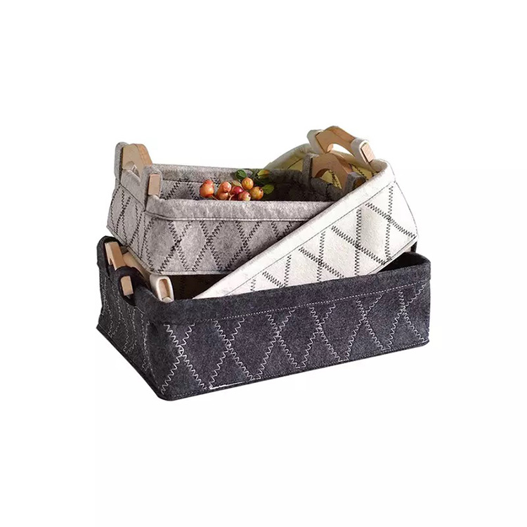 Manufacturer for Soft Felt Closet Organizer - Felt basket Polyester table top sundry storage basket on storage frame – Renshang