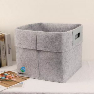 OEM/ODM Supplier Felt Table Mat - Modern Felt Storage Basket / Minimalist grey Foldable Storage Box – Renshang