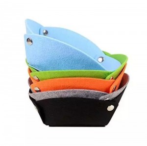 OEM/ODM China Diaper Caddy Organizer For Baby - Folding Felt Nightstand Valet Tray Desktop Storage Basket Box Soft Fabric  – Renshang