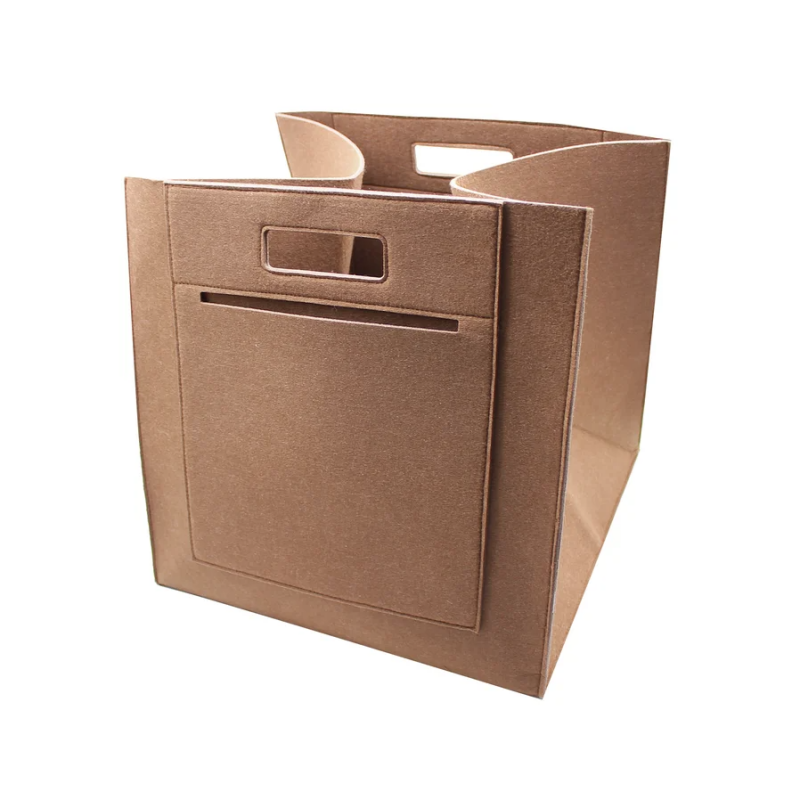 Brown Storage Basket Bin Collapsible Square Foldable Storage Box Cube