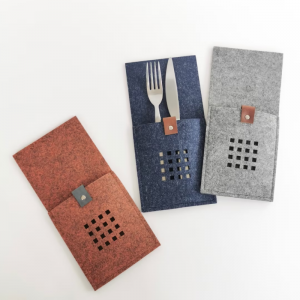 Non-woven fabric Cutlery holder with little squ...