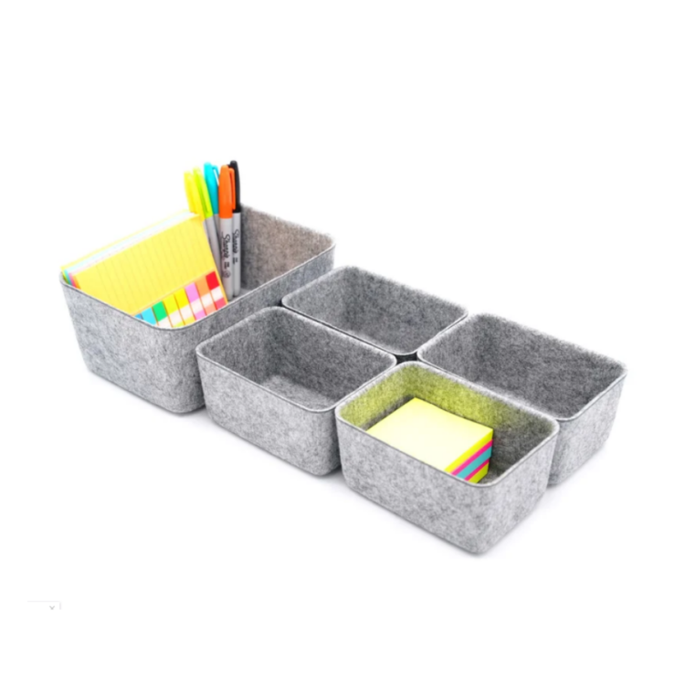 5 pieces Set Felt Drawer Organizer Underwear Storage Box Bin For Office Desk