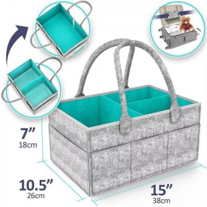 Fast delivery Grey Lattice Felt Laundry Basket - baby nursery felt diaper caddy bag set with changing station mat – Renshang