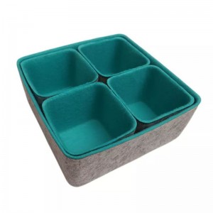 Fast delivery Grey Lattice Felt Laundry Basket - Office Desk Drawer Organizer Bins Storage Sturdy Felt Storage Box – Renshang