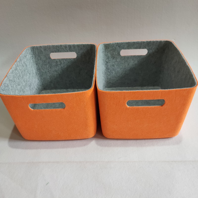 Felt storage portable books organizer toy Integrated storage box basket bin with handle
