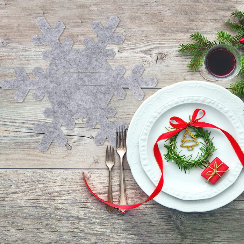 Christmas Snowflake Cutlery Bag Felt Xmas Tableware Holders Cutlery Organizers