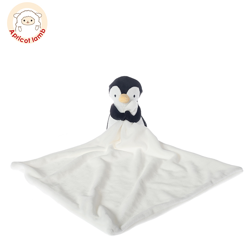 China wholesale Rabbit Soft Baby Blanket Factories –  Apricot Lamb Black Penguin Security Blanket – LERONG TOYS