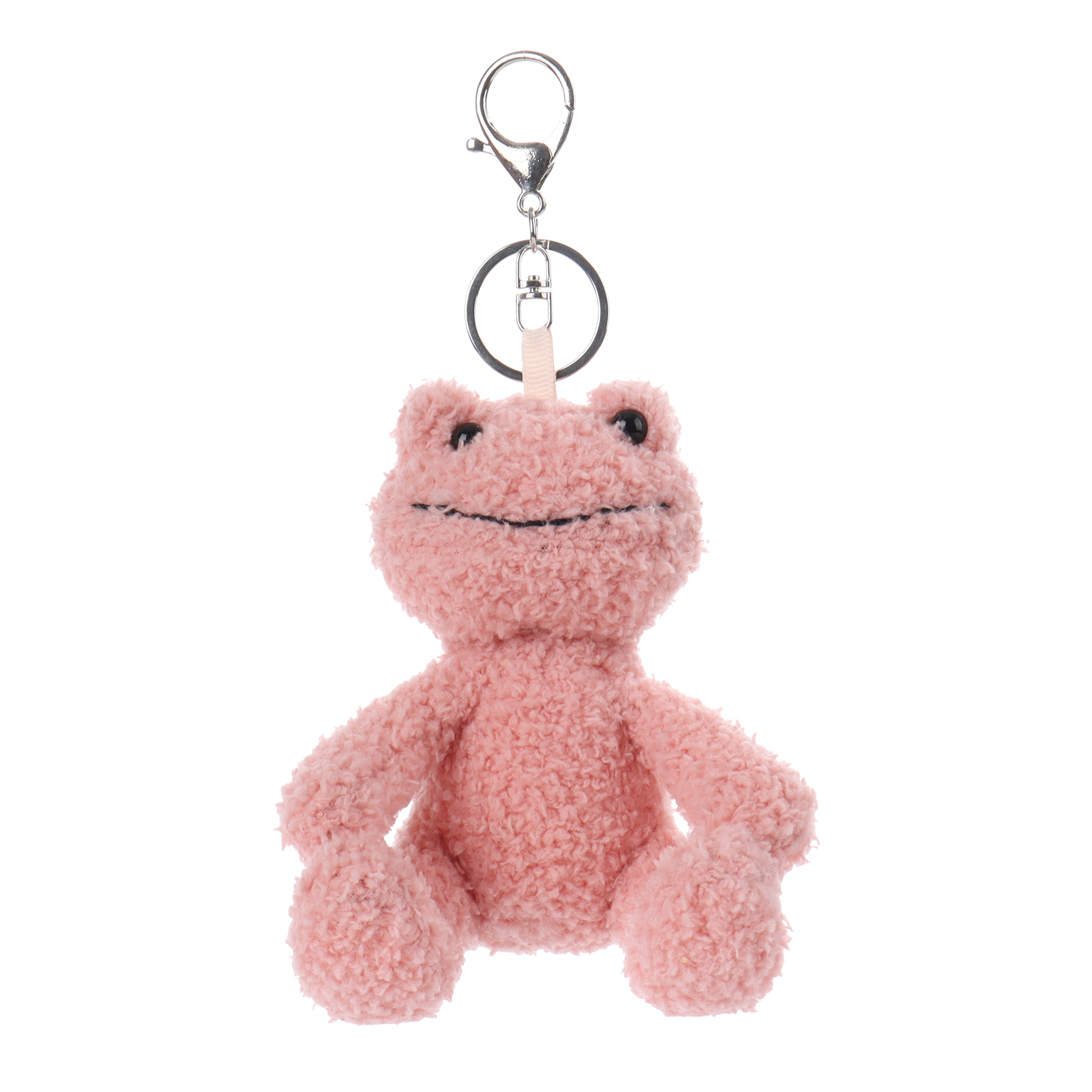 Apricot Lamb Velvet Frog Keychain-Pink Stuffed Animal Soft Plush Keychain
