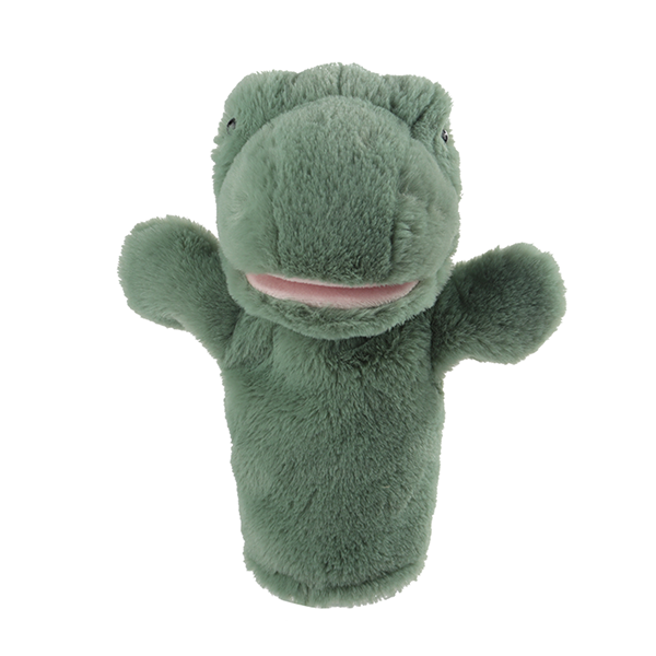 Apricot Lamb Soft Green Dinosaur Plush Hand Puppet with Movable Mouth
