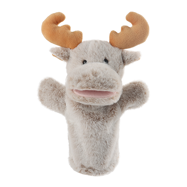 Apricot Lamb Soft Reindeer Plush Hand Puppet with Movable Mouth