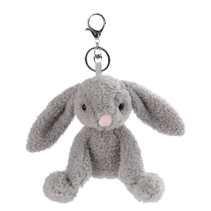 Apricot Lamb Plush Velvet Gray Bunny Stuffed Animal Keychain