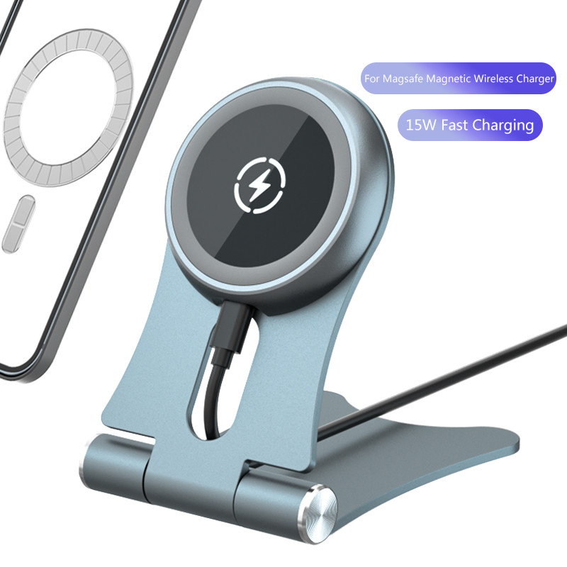 Factory wholesale Wireless Charger Car Holder - Magnetic Qi Wireless Charging Station 15w Metal Mobile Phone Desk Stand – Adavanced Product Solution