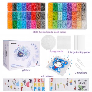 New Arrival 48 Colors 9600pcs 5mm Midi Artkal Beads Handmade Diy Kids Toy Set Fuse Beads Craft Kit With Accessories
