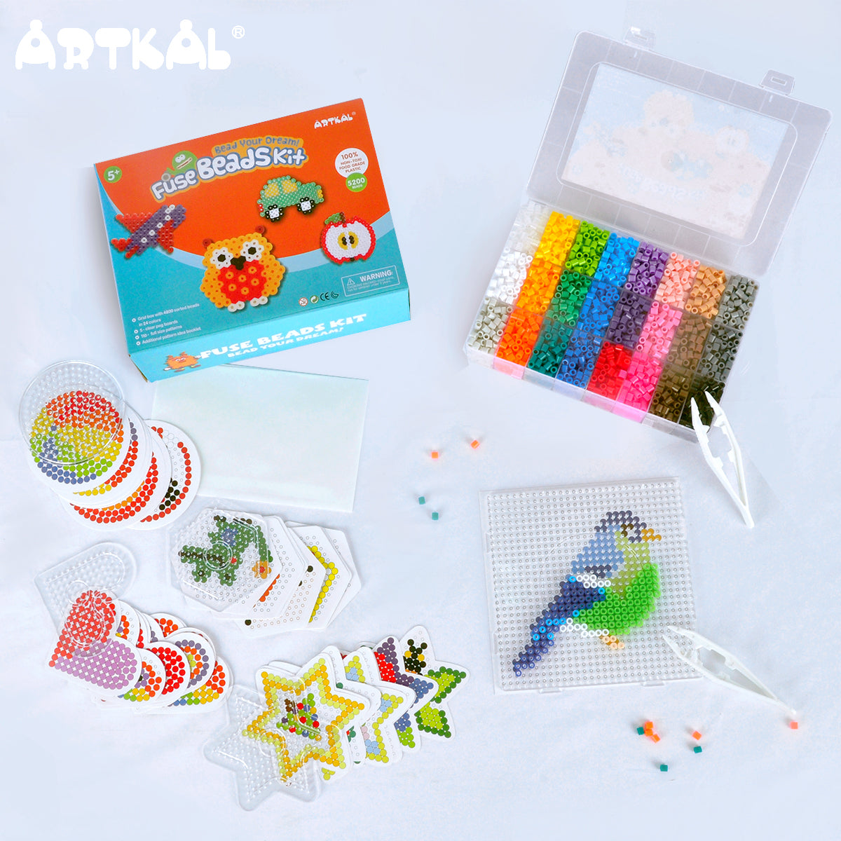 2.6mm , Birthday Gift Toy with Box with Pegboards Ironing Paper, 20 Colors  Beads , Beads Iron Beads for Kids 