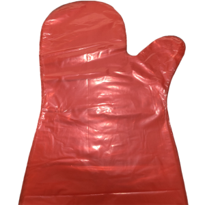 Disposable veterinary examination gloves with two fingers