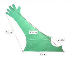 Disposable veterinary examination gloves with Shoulders