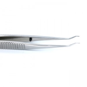 Lims forceps with 1×2 holding teeth and tying platform and tail with scleral marker