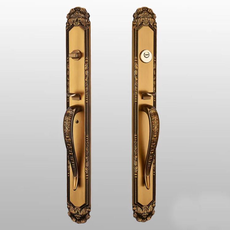 Luxury Home Antique Pull Handle With Lock Mortise Plate Entry Door Lock