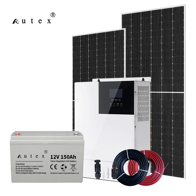Autex 5kw אחסון ג'ל סוללת מערכת אנרגיה 5kw Hybrid Off Grid Solar Sysyem