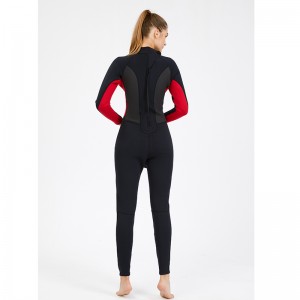 High quality CR NEOPRENE black and red nylon with back YKK and front mesh ladies full wetsuit