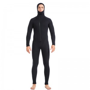 5MM ALL BLACK CR NEOPRENE CHEST ZIPPER NA MAY HOOD HIGH QUALITY MENS DIVING SUIT