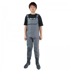4mm neoprene high waist wader with chest pocket and PVC Boots