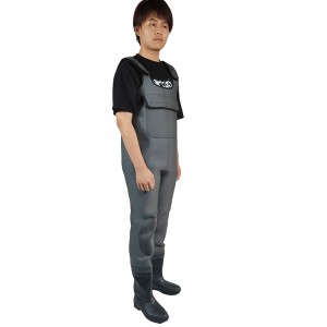 4mm neoprene high waist wader with chest pocket and PVC Boots