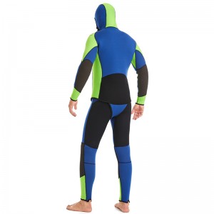 7MM CR Neoprene chest zipper with hood Jacket and Long John Mens blue and greey simi dry suit