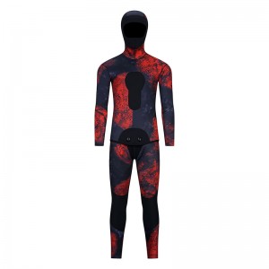 Camouflage two piece of Mens 5mm CR open cell spearfishing wetsuit