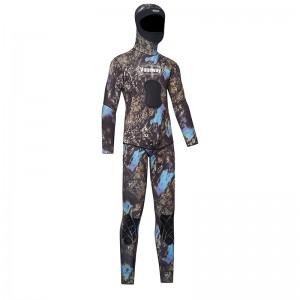 5mm CR Neoprene camo two piece Mens sparfishing wetsuit |