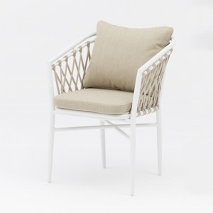 Outdoor stack dining chair AV-166 olefin rope with aluminum frame, including cushion