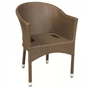 Hand-Woven Patio PE Rattan Dining Chair Stackable