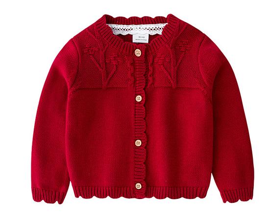 Solid Color Knit Long Sleeve Cotton Cardigan Sweater For Newborn