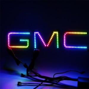 Universal Mount Illuminated GMC Multicolor LED Emblem GMC Logo Badge